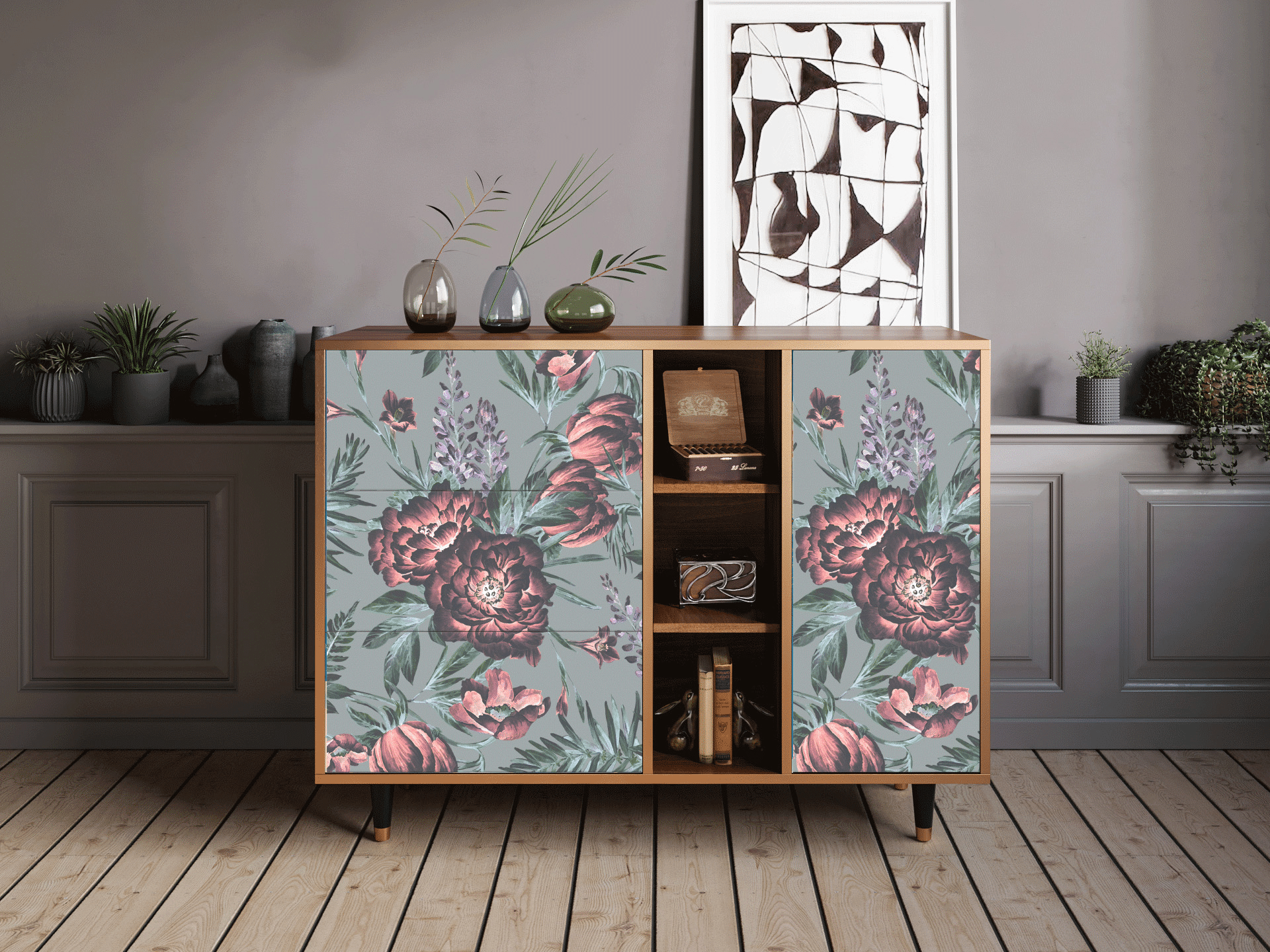 Sideboard - STORYZ - BS2 Light Peonies - Walnut Sideboard - STORYZ - BS2 Light Peonies - Walnut