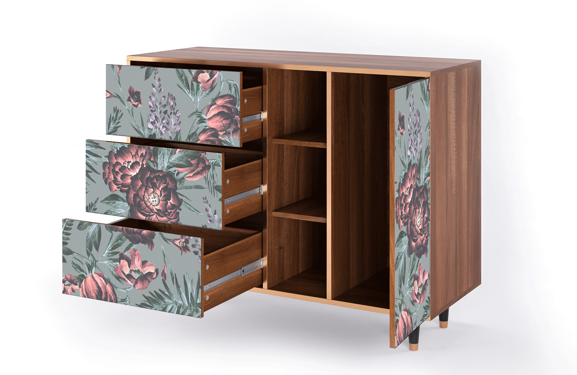 Sideboard – STORYZ – BS2 Light Peonies – Walnut Sideboard - STORYZ - BS2 Light Peonies - Walnut