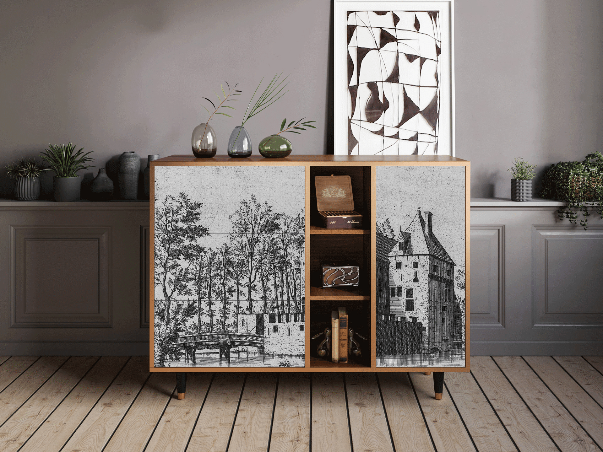 Sideboard - STORYZ - BS2 Castle with Bridge - Walnut