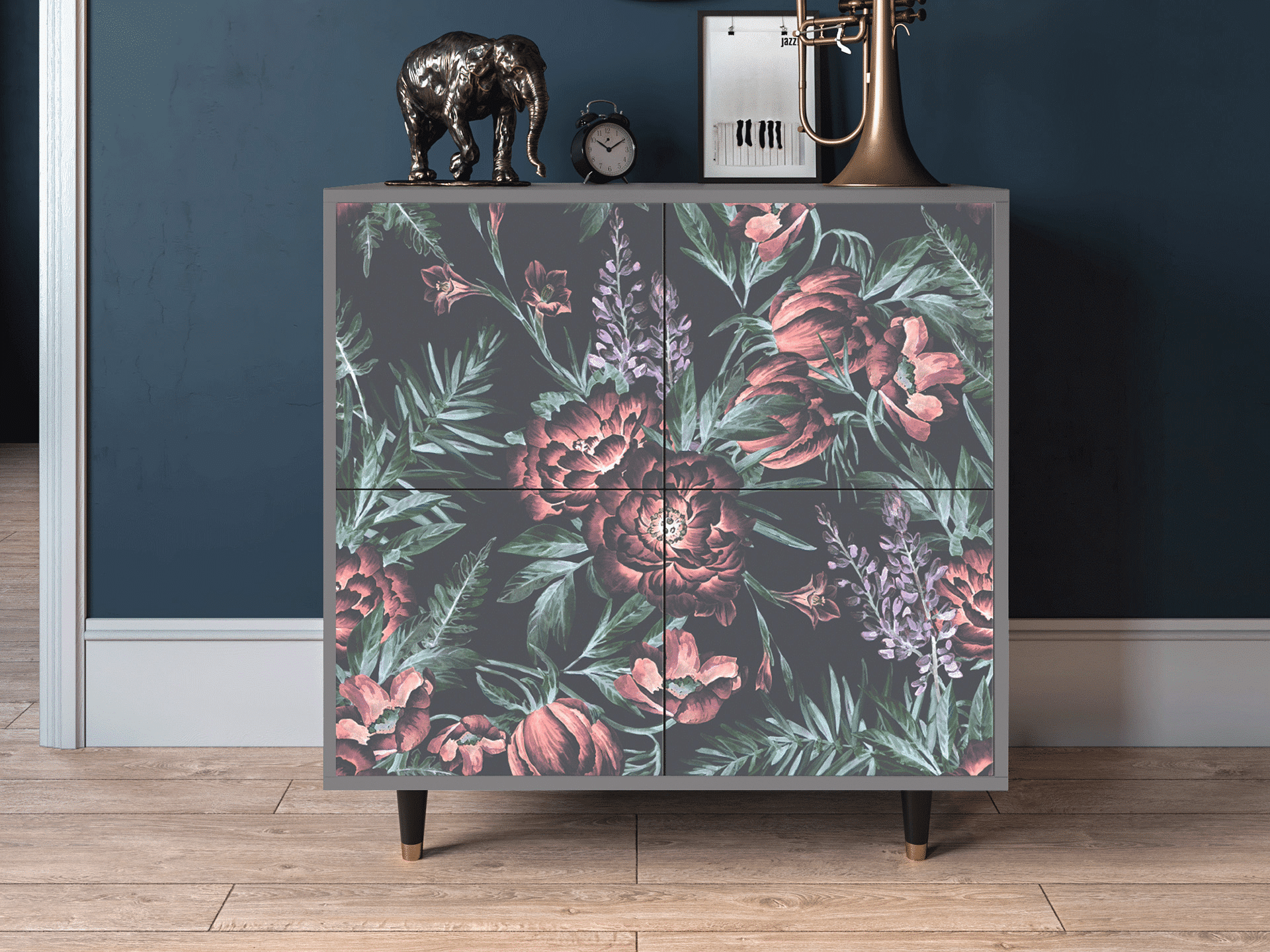 Sideboard - STORYZ - BS3 Dark Peonies - Grey Sideboard - STORYZ - BS3 Dark Peonies - Grey