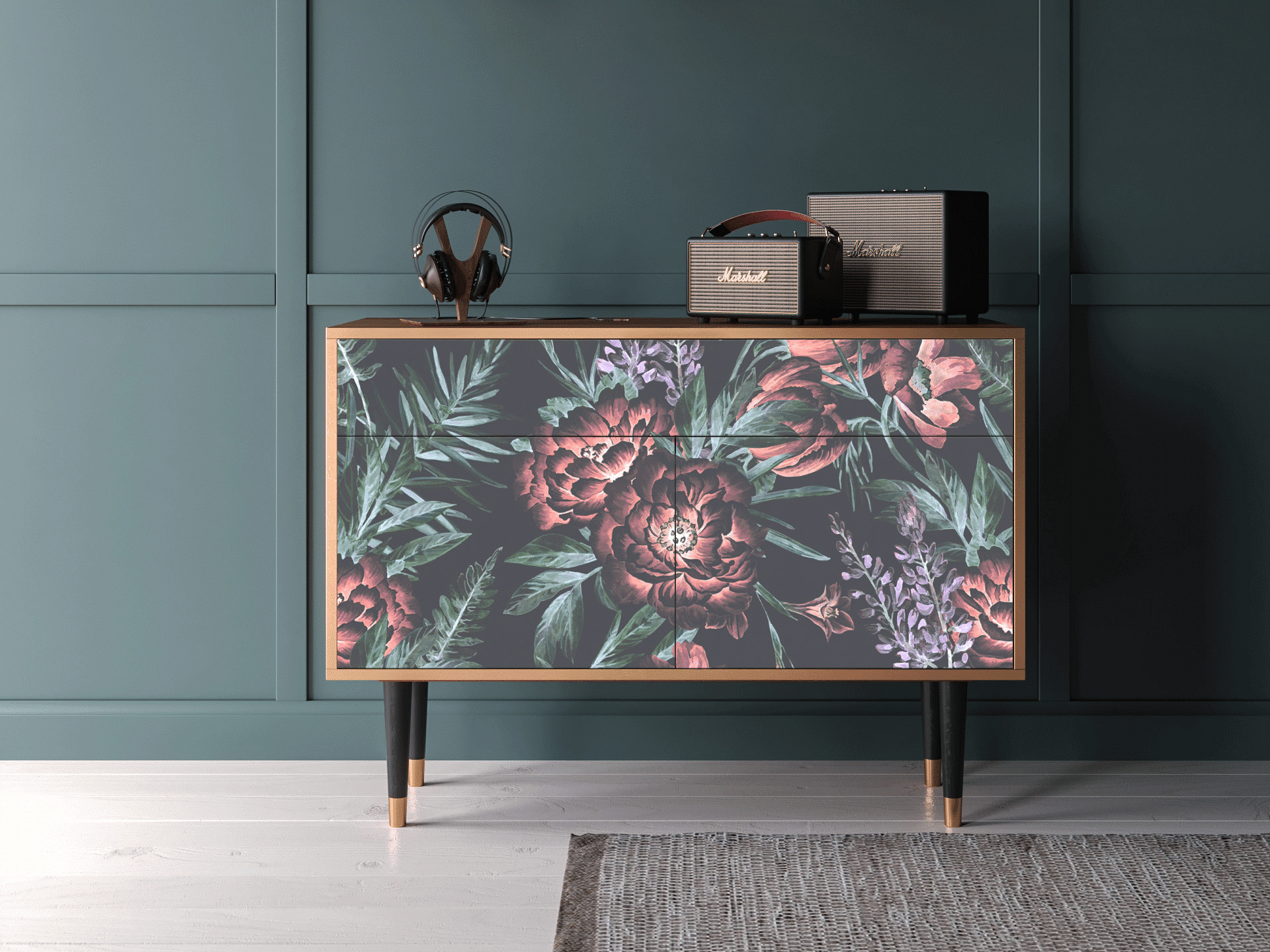 Sideboard - STORYZ - BS4 Dark Peonies - Walnut