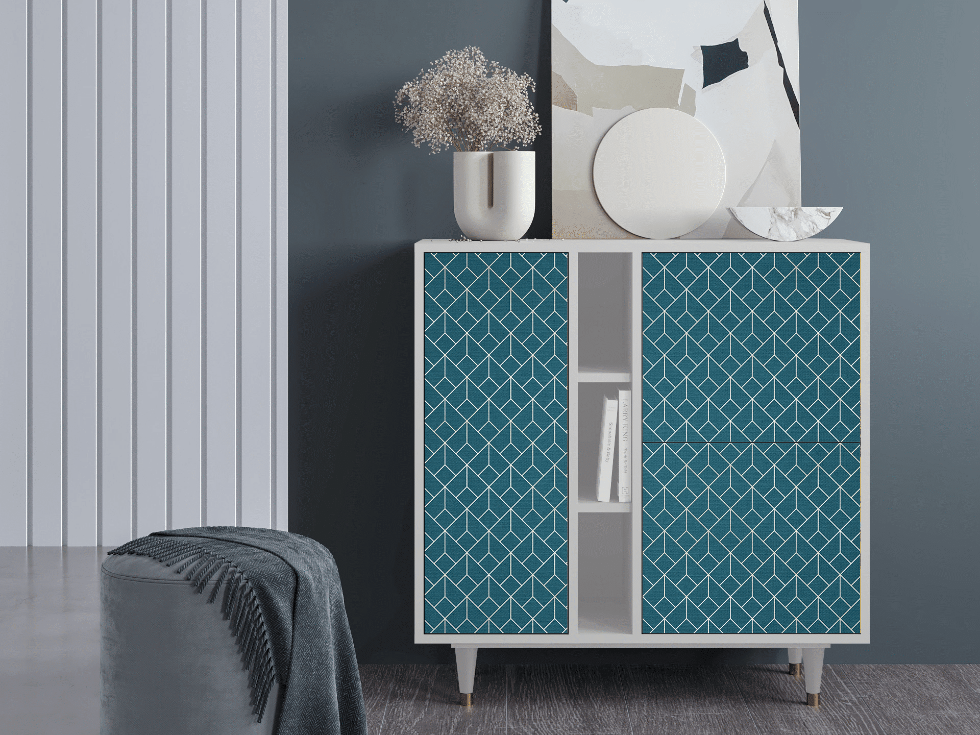 Sideboard - STORYZ - BS5 Turquoise Geometry - White