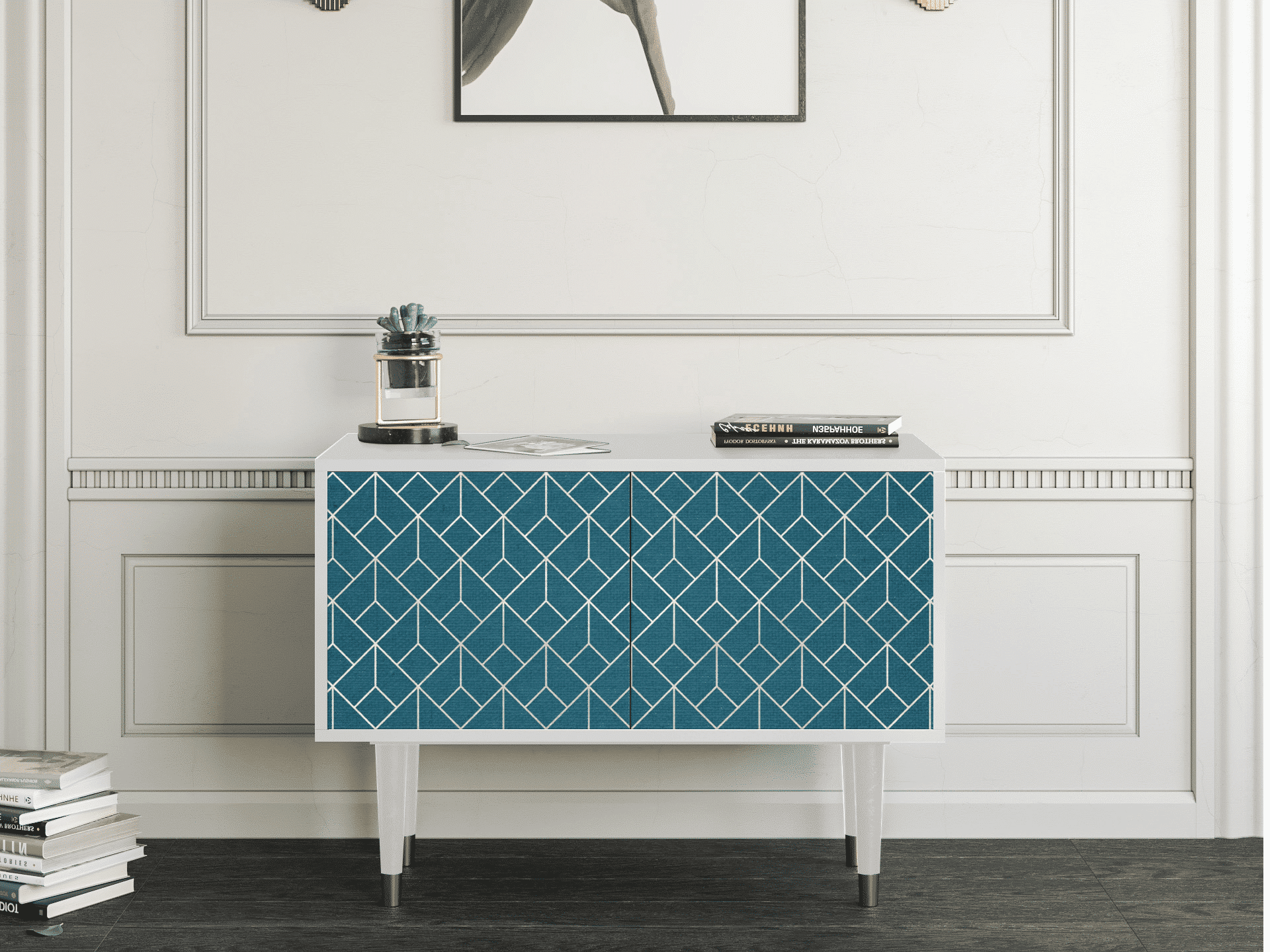 Sideboard - STORYZ - S1 Turquoise Geometry - White Sideboard - STORYZ - S1 Turquoise Geometry - White