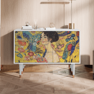 Sideboard - STORYZ - S3 Lady with Fan by Klimt - White