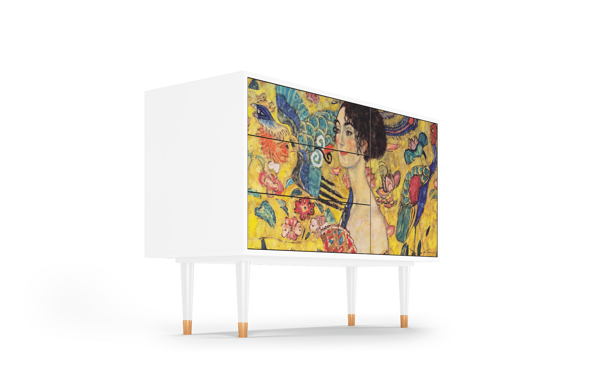 Sideboard – STORYZ – S3 Lady with Fan by Klimt – White Sideboard - STORYZ - S3 Lady with Fan by Klimt - White