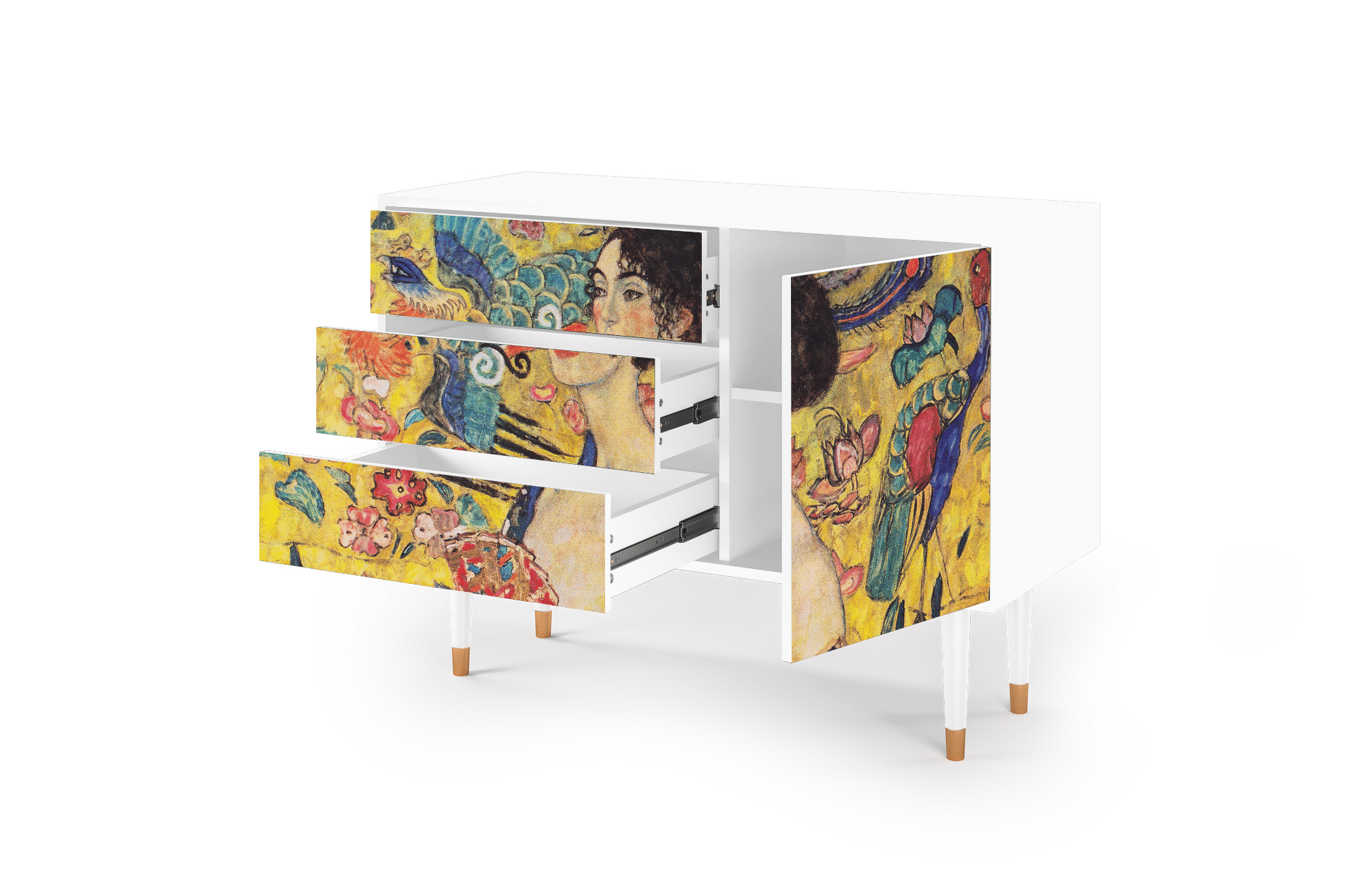 Sideboard – STORYZ – S3 Lady with Fan by Klimt – White Sideboard - STORYZ - S3 Lady with Fan by Klimt - White