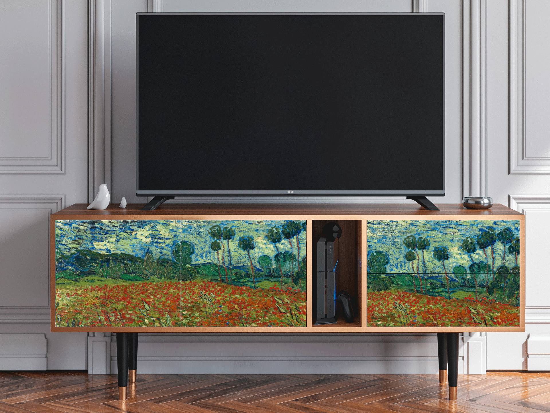 Sideboard - STORYZ - T1 Poppy field by van Gogh - Walnut Sideboard - STORYZ - T1 Poppy field by van Gogh - Walnut