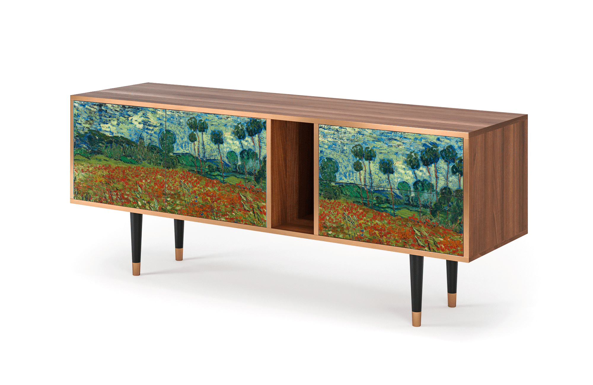 T1_20_001 Sideboard - STORYZ - T1 Poppy field by van Gogh - Walnut