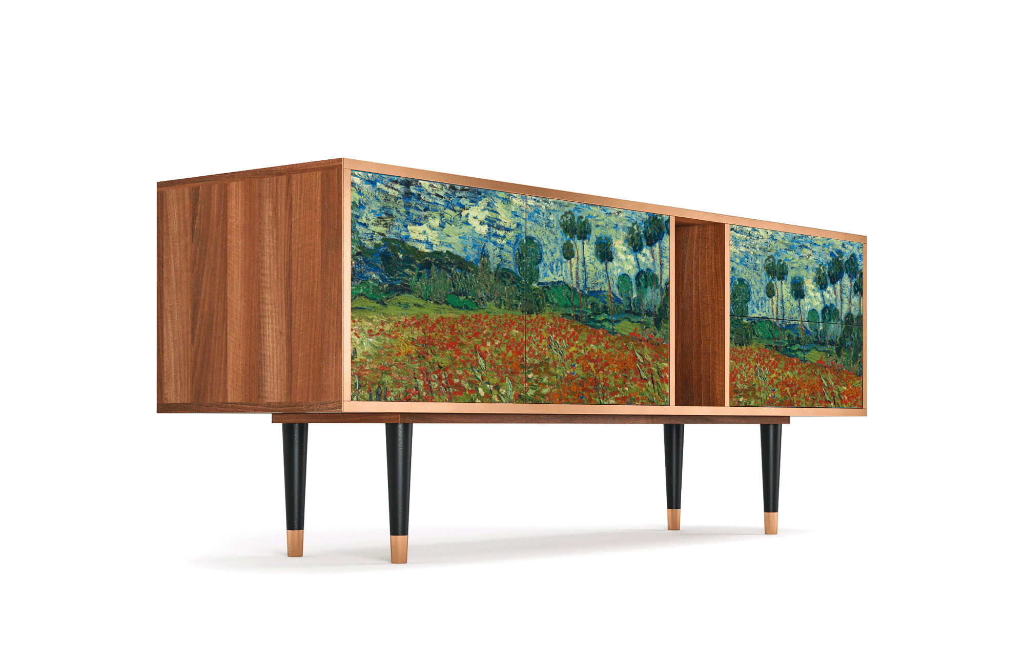 Sideboard – STORYZ – T1 Poppy field by van Gogh – Walnut Sideboard - STORYZ - T1 Poppy field by van Gogh - Walnut