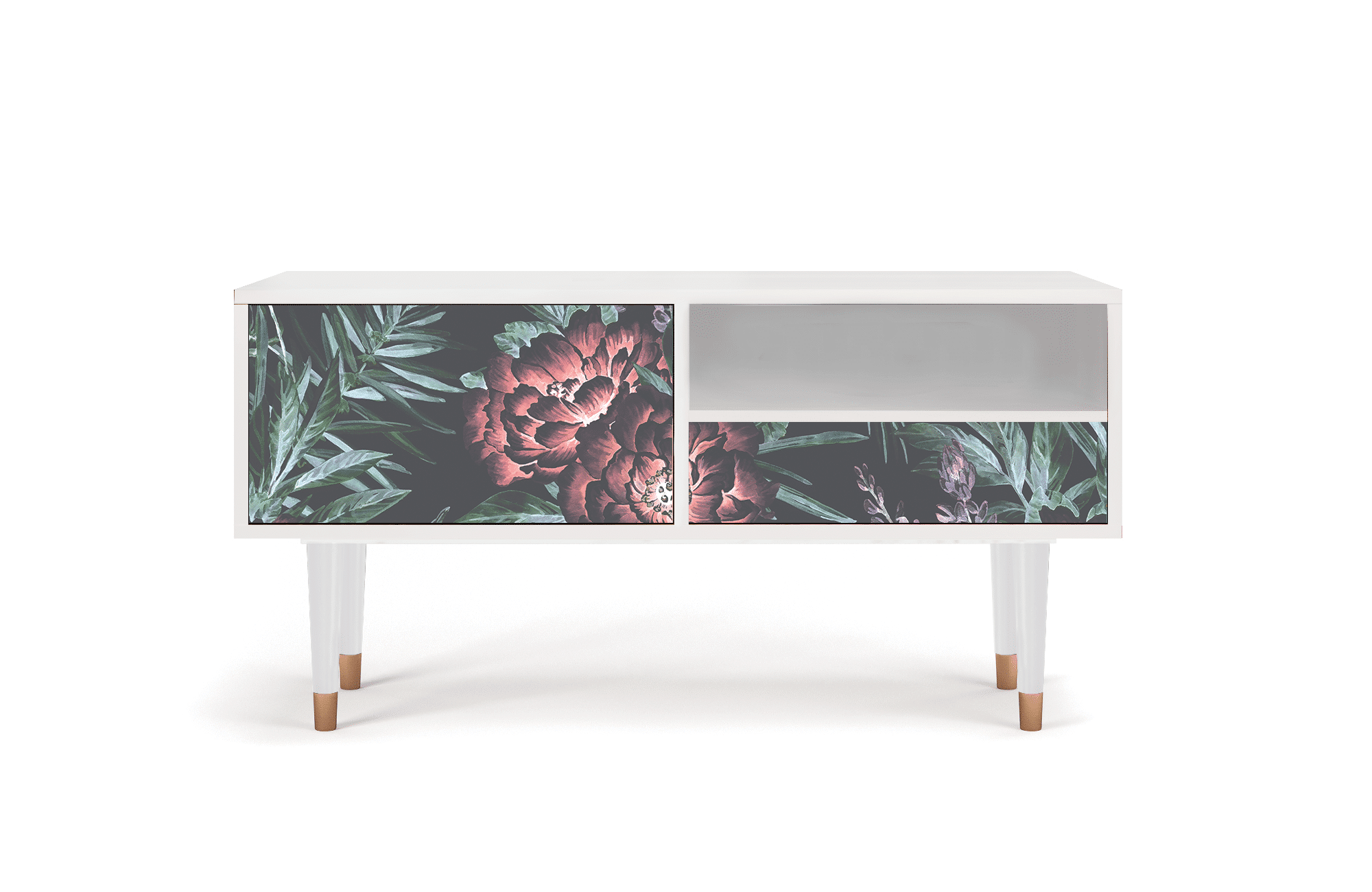 Sideboard – STORYZ – T3 Dark Peonies – White Sideboard - STORYZ - T3 Dark Peonies - White