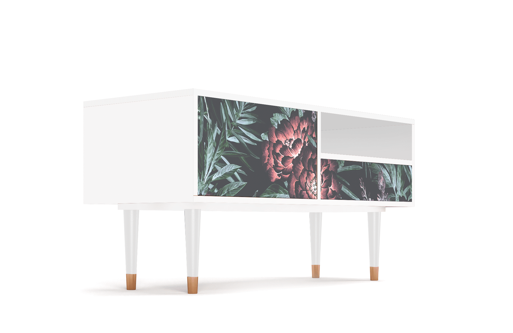 Sideboard – STORYZ – T3 Dark Peonies – White Sideboard - STORYZ - T3 Dark Peonies - White