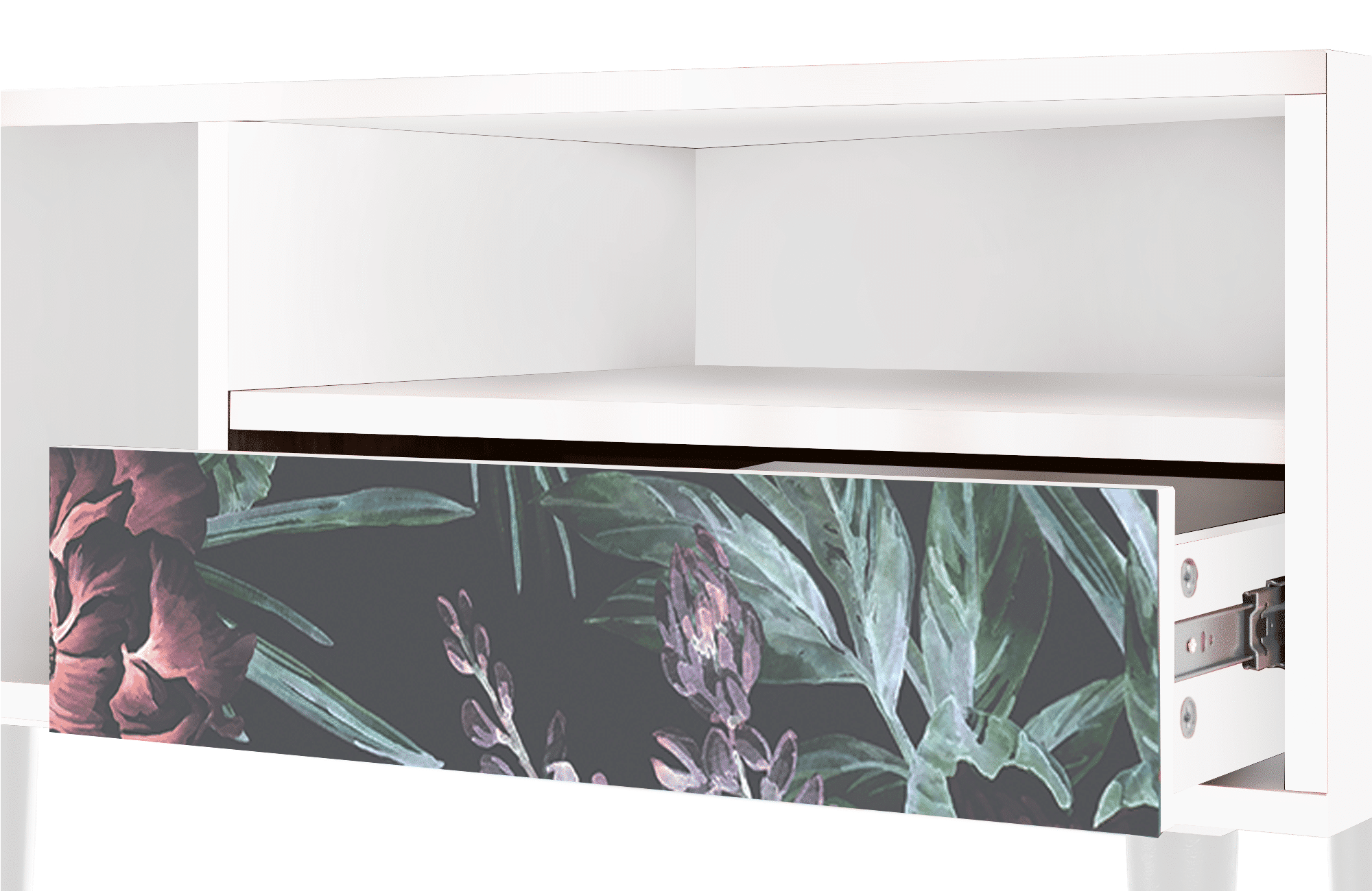Sideboard – STORYZ – T3 Dark Peonies – White Sideboard - STORYZ - T3 Dark Peonies - White