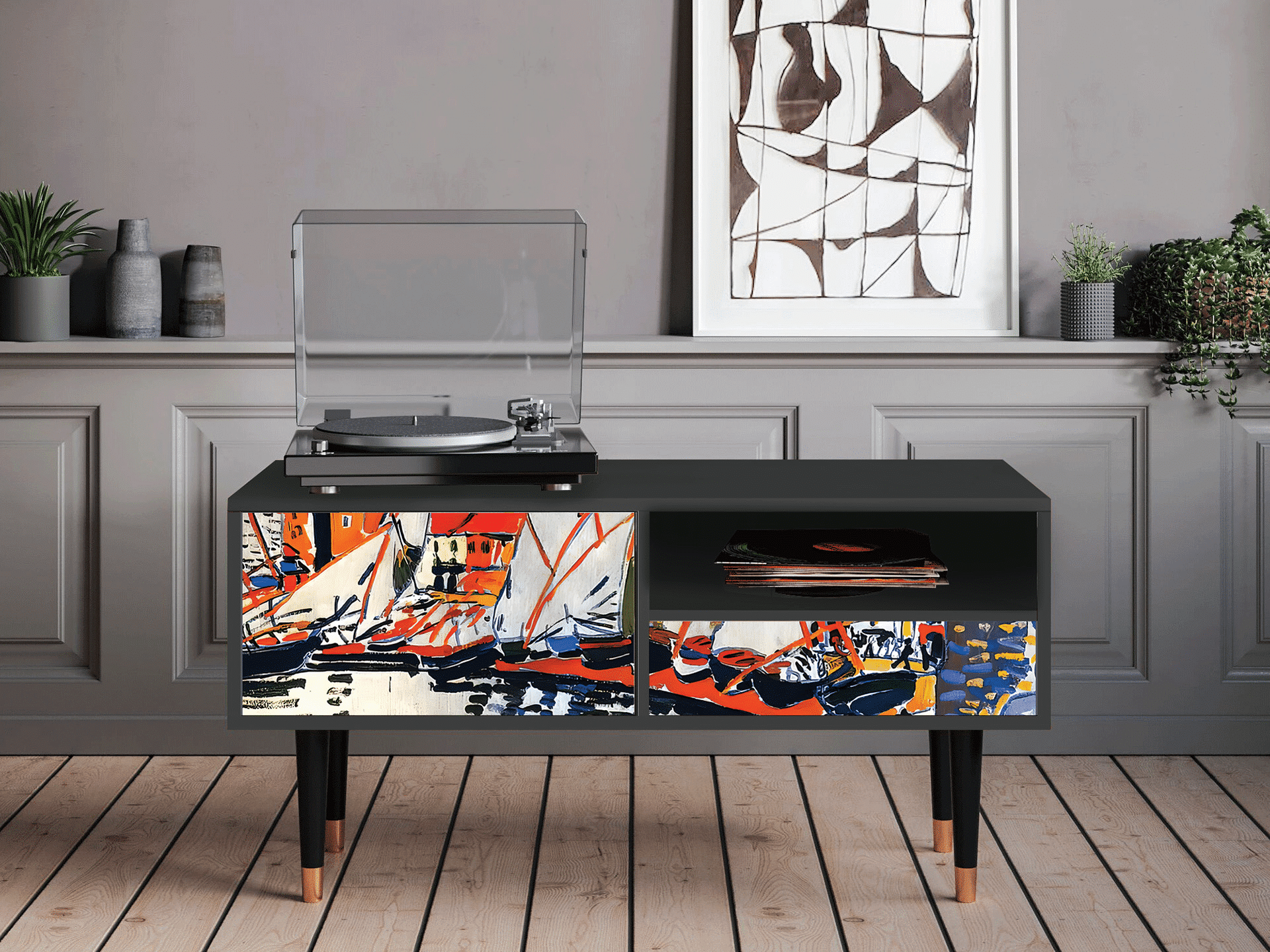 Sideboard - STORYZ - T3 Le Séchage des voiles - Antracite Sideboard - STORYZ - T3 Le Séchage des voiles - Antracite