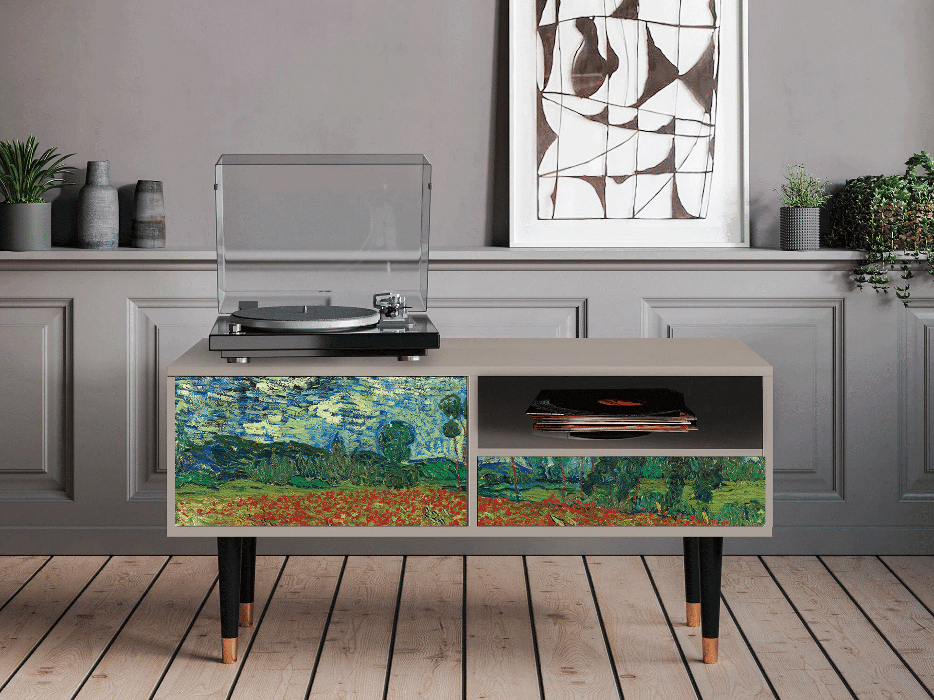 Sideboard - STORYZ - T3 Poppy field by van Gogh - Sand Sideboard - STORYZ - T3 Poppy field by van Gogh - Sand
