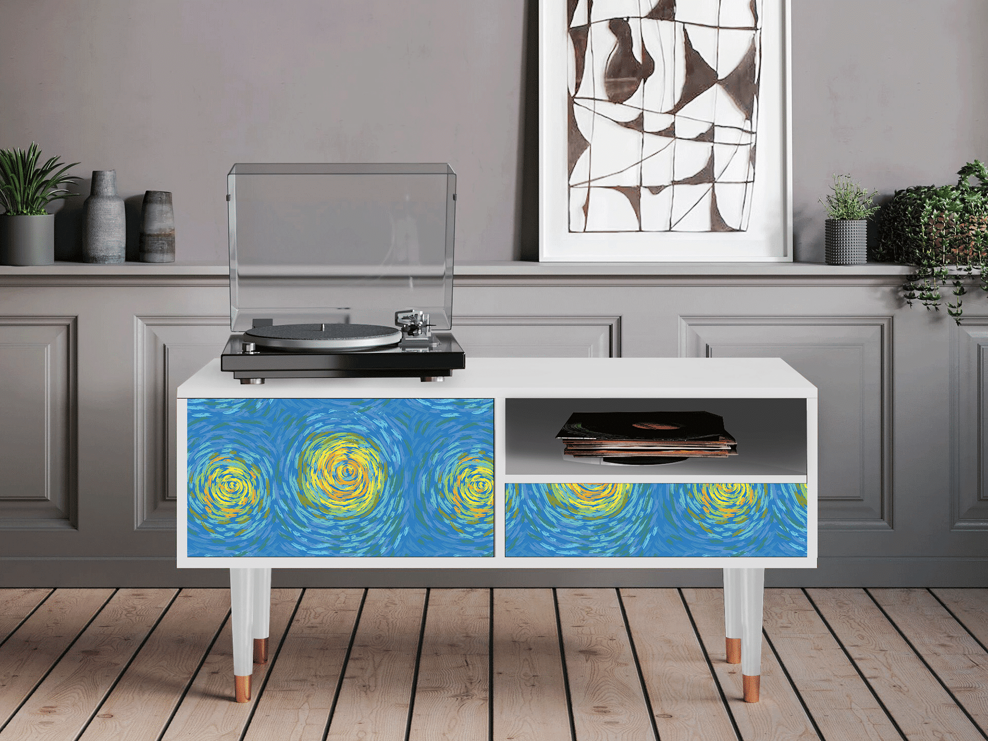 Sideboard - STORYZ - T3 Van Gogh Lights - White Sideboard - STORYZ - T3 Van Gogh Lights - White