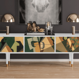 Sideboard - STORYZ - T4 Glass and Checkerboard - White
