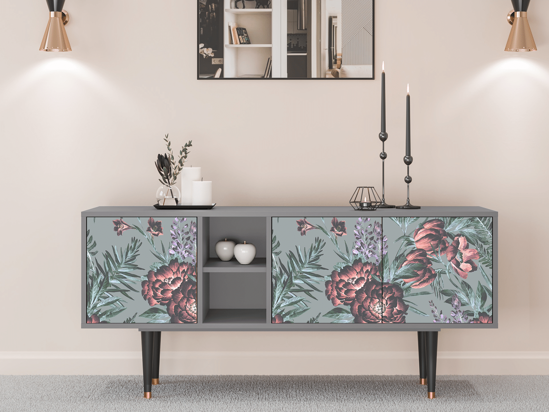 Sideboard - STORYZ - T5 Light Peonies - Grey Sideboard - STORYZ - T5 Light Peonies - Grey