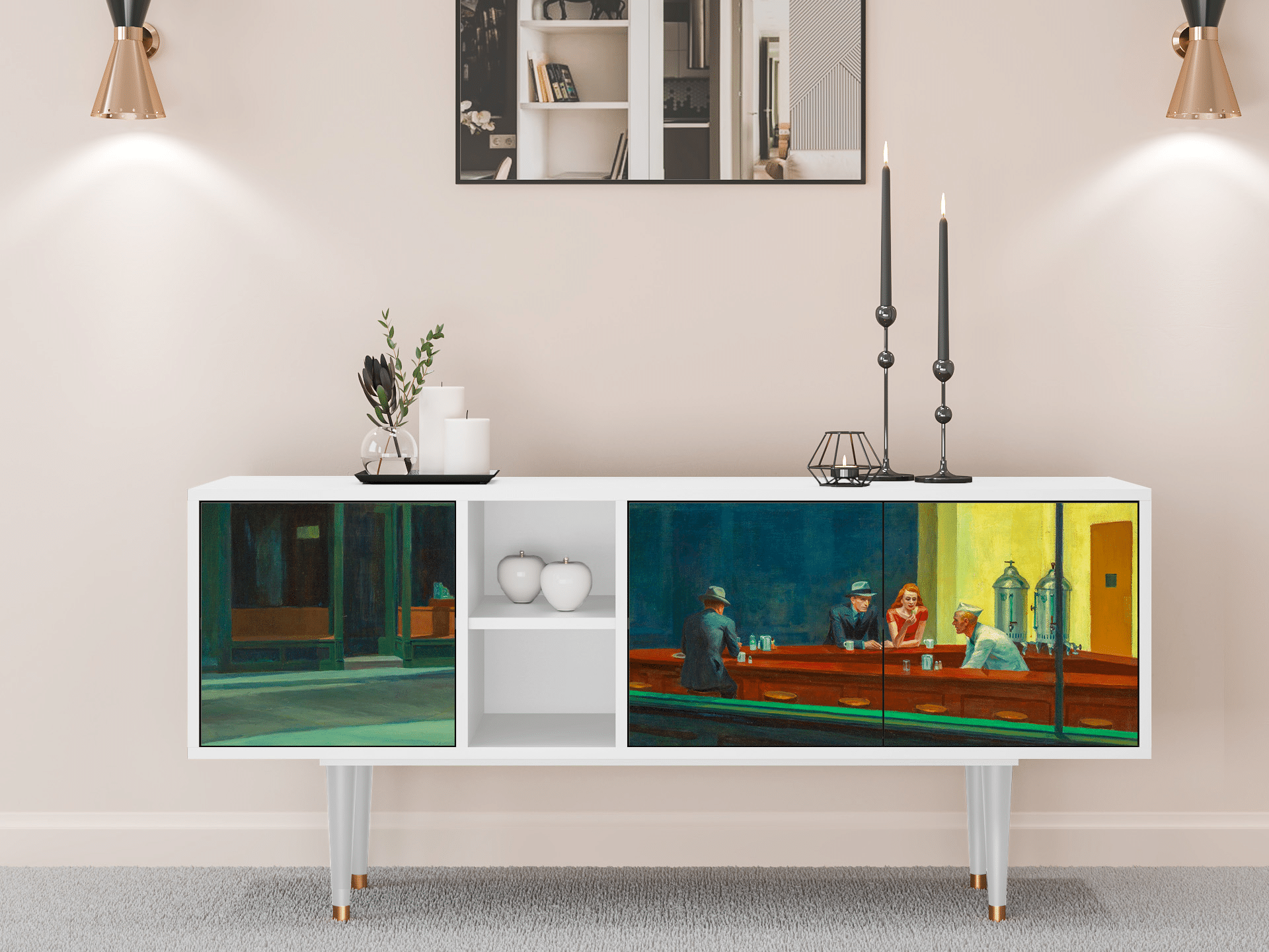 Sideboard - STORYZ - T5 Nighthawks by Hopper - White Sideboard - STORYZ - T5 Nighthawks by Hopper - White