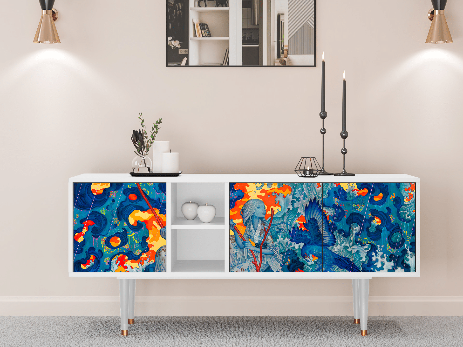 Sideboard - STORYZ - T5 The Girl - James Jean - White Sideboard - STORYZ - T5 The Girl - James Jean - White