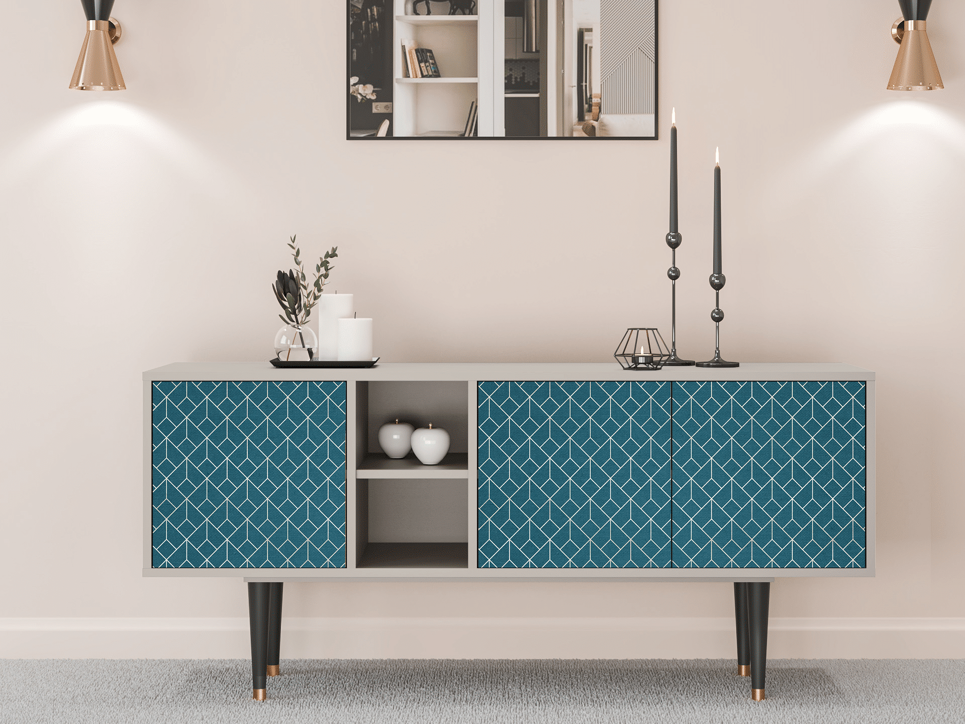Sideboard - STORYZ - T5 Turquoise Geometry - Sand