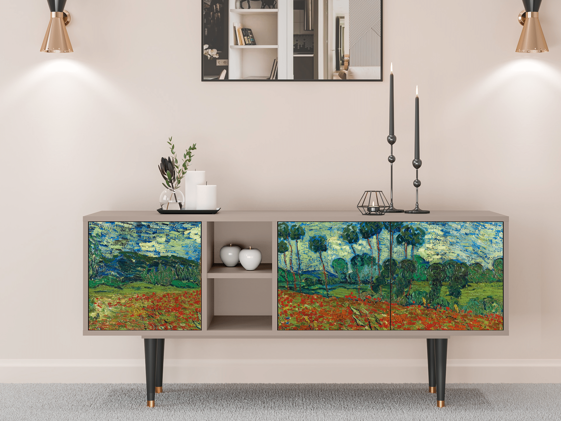 Sideboard - STORYZ - T5 Poppy field by van Gogh - Latte