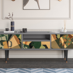 Sideboard - STORYZ - T6 Glass and Checkerboard - Grey