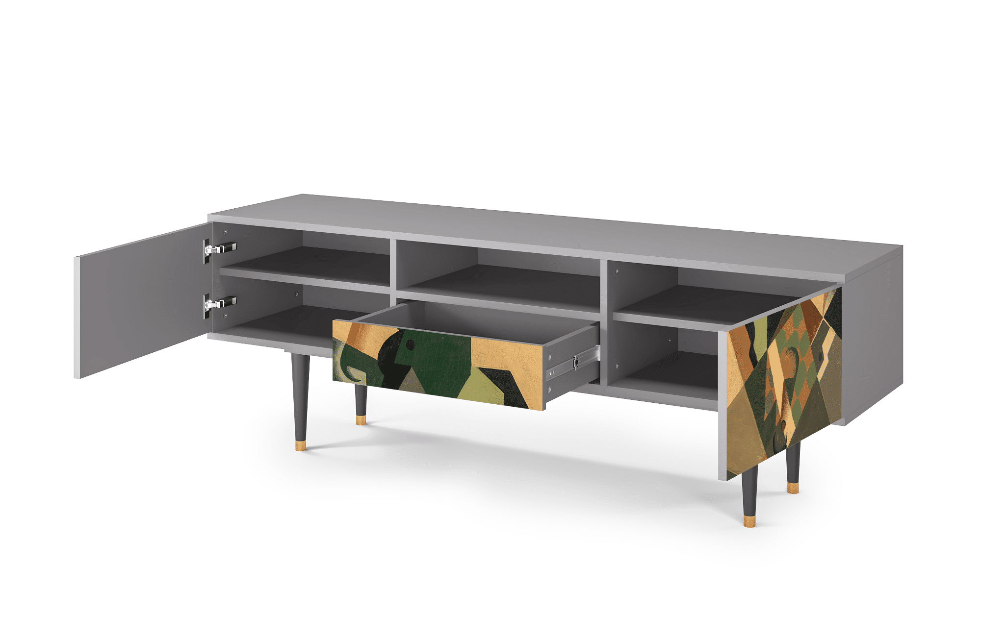 Sideboard – STORYZ – T6 Glass and Checkerboard – Grey Sideboard - STORYZ - T6 Glass and Checkerboard - Grey