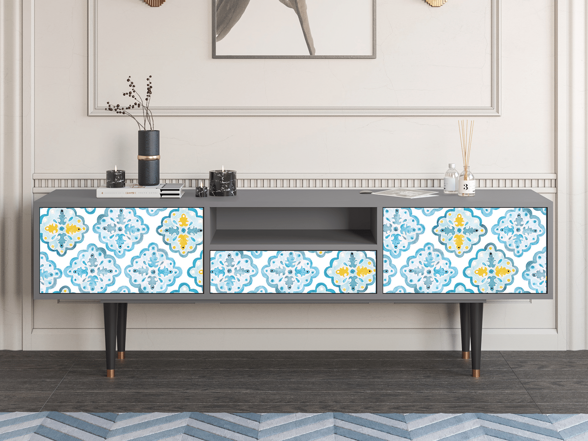 Sideboard - STORYZ - T6 Portugese tiles - Grey Sideboard - STORYZ - T6 Portugese tiles - Grey
