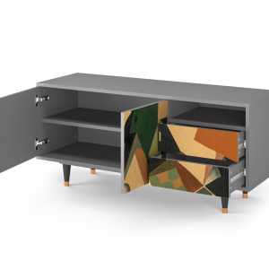 Sideboard - STORYZ - T7 Glass and Checkerboard - Grey